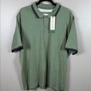 Report Collection Sage Green Polo with Navy Trim
